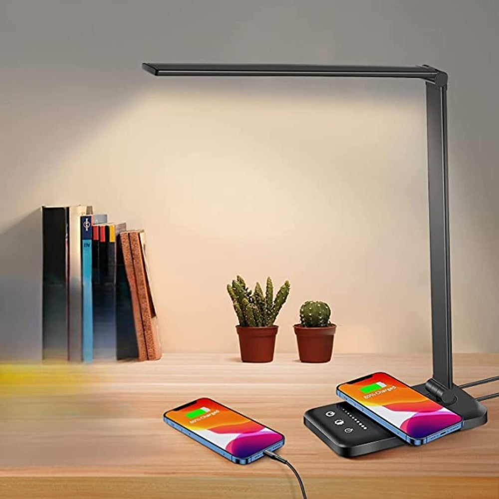 LED Desk Lamp with USB Charging Port, 5 Light Modes, Adjustable Brightness, Modern Eye-Friendly Design 4