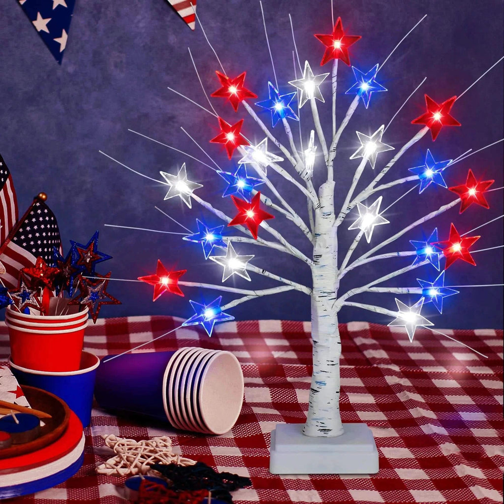 LED Patriotic Star Tree Lights Set - 2-Pack for Festive Home Decor 0