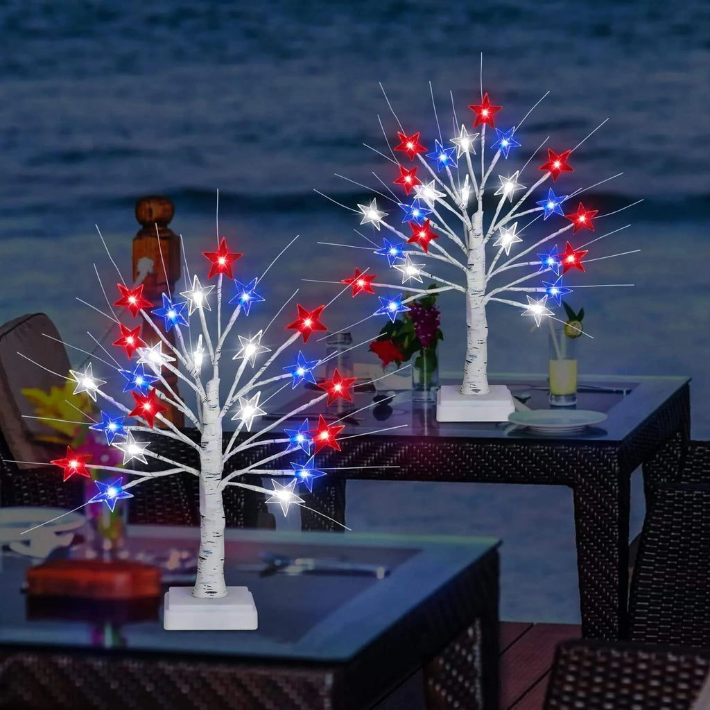 LED Patriotic Star Tree Lights Set - 2-Pack for Festive Home Decor 5