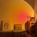 Room interior with a chair, table, and decorative items under warm lighting.