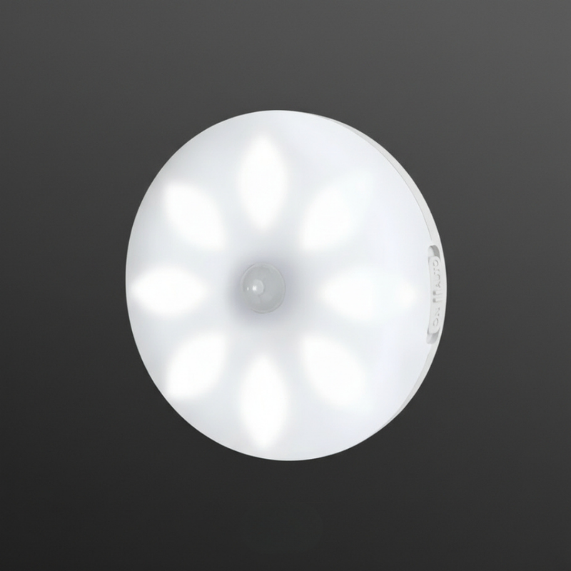 Round white object on a black background