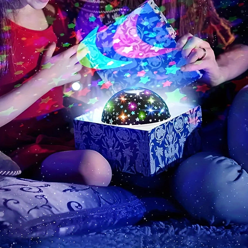 Galaxy Projection Night Light, 4-Color LED, Adjustable Brightness, USB or Battery Powered