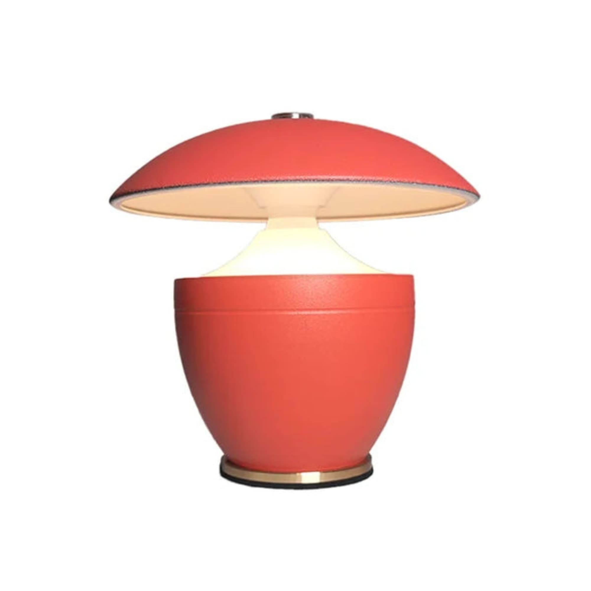 Red table lamp with a white background