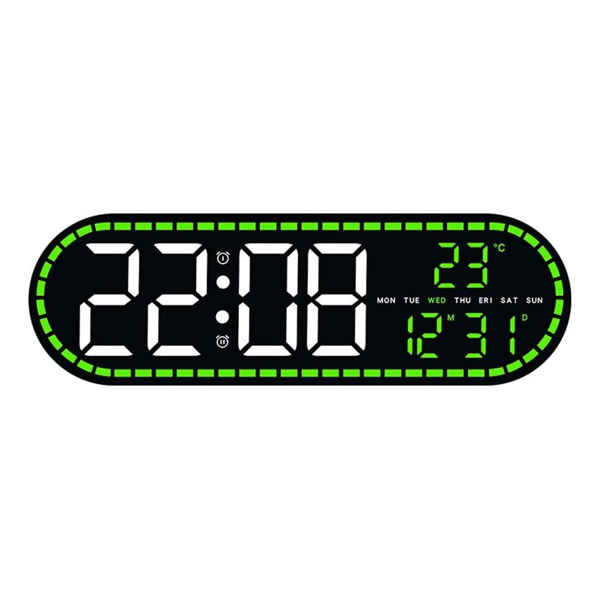 Large LED Digital Wall Clock - Time, Temperature & Date Display 9
