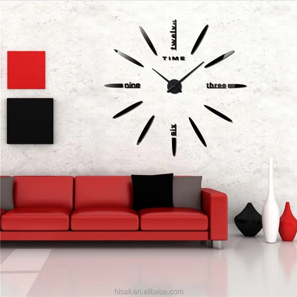 Large Modern 3D Wall Clock Decor - Customizable Size with Silent Movement for Contemporary Home Design 1