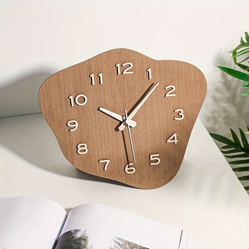 Large Modern Wall Clock - Silent Movement, Unique Irregular Wood Decor 2