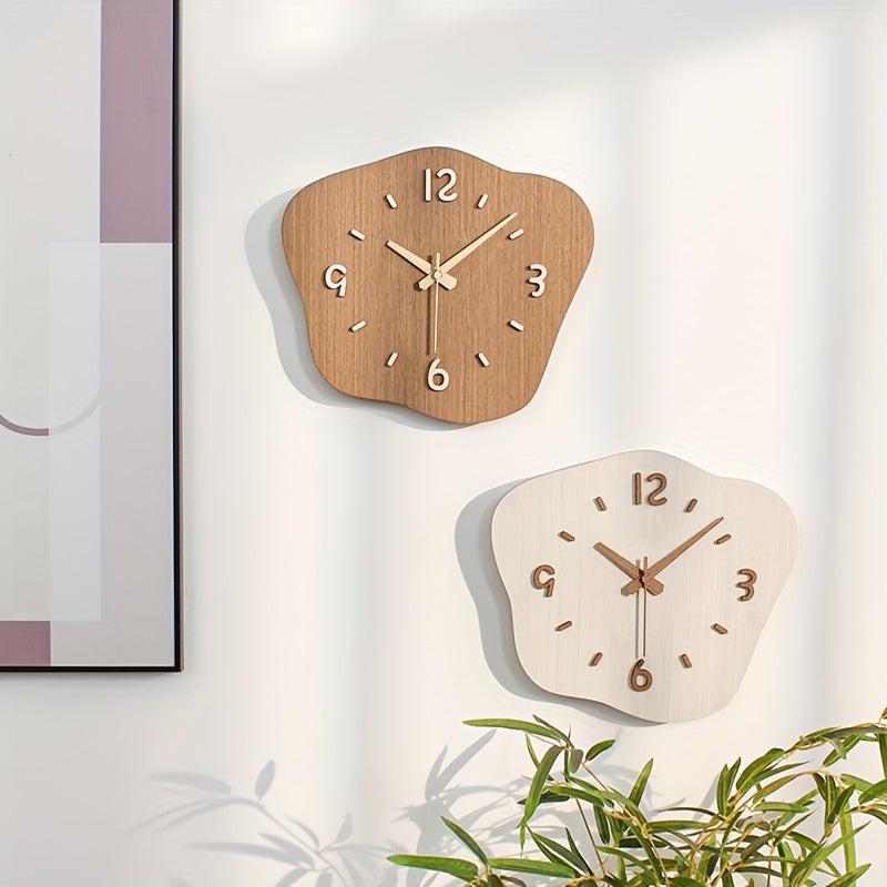 Large Modern Wall Clock - Silent Movement, Unique Irregular Wood Decor 4