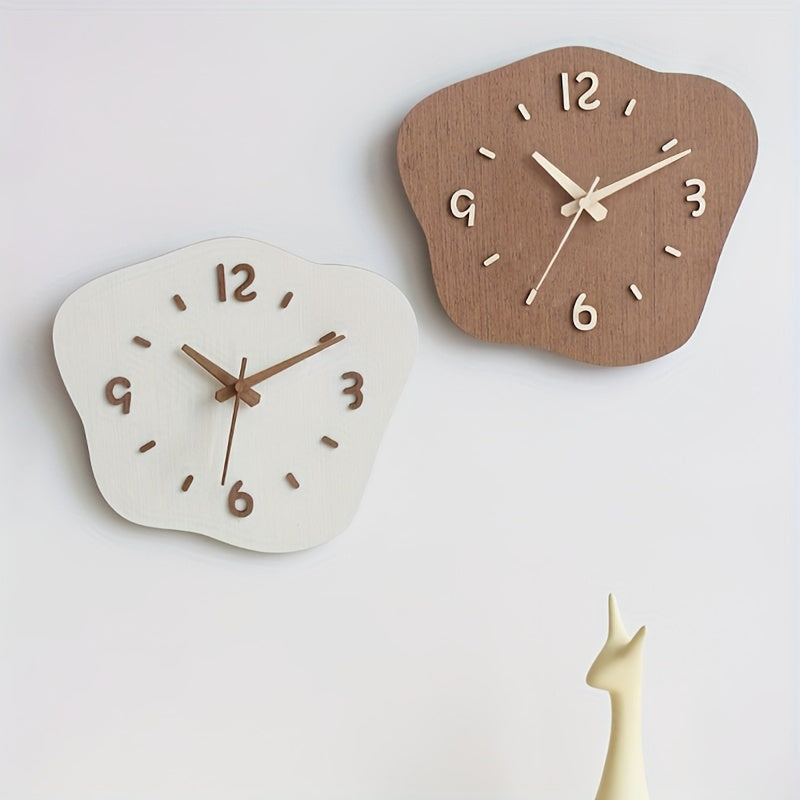 Large Modern Wall Clock - Silent Movement, Unique Irregular Wood Decor 7