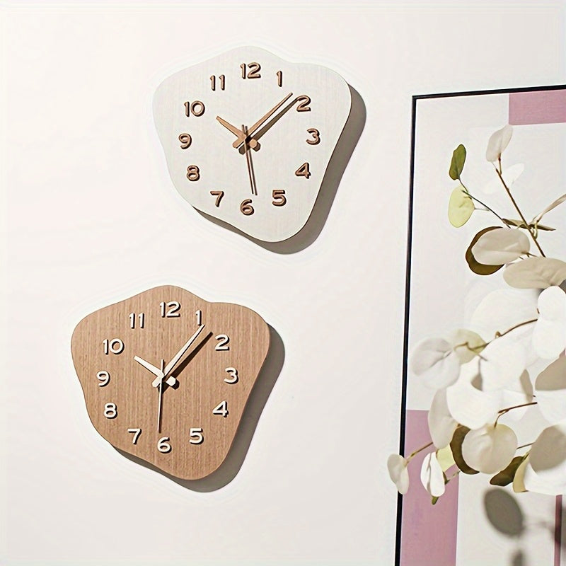 Large Modern Wall Clock - Silent Movement, Unique Irregular Wood Decor 8