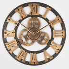 Large Modern Wall Clock - Silent Non-Ticking Gear Decor with Roman Numerals 1