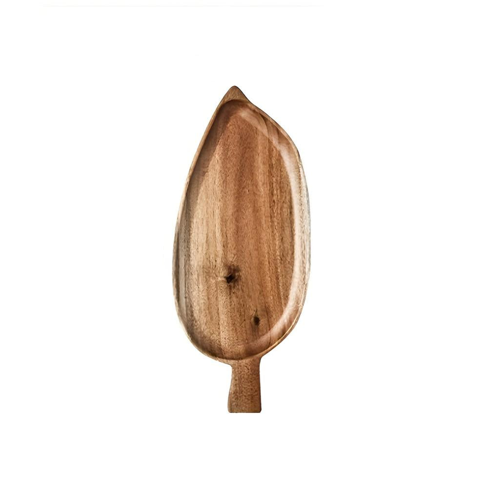 Leaf-Shaped Wooden Serving Plate - Elegant Design for Versatile Use 0