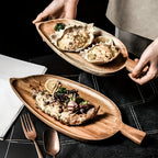 Leaf-Shaped Wooden Serving Plate - Elegant Design for Versatile Use 3