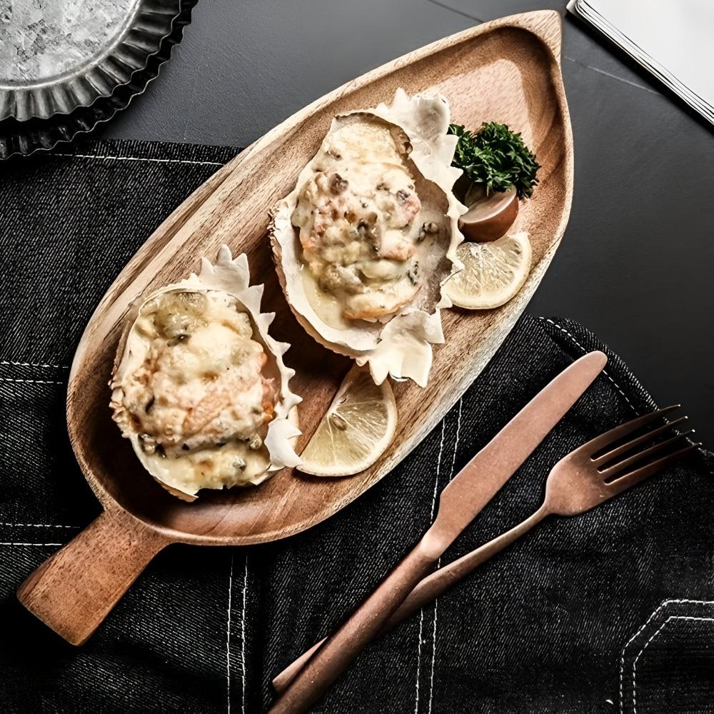 Leaf-Shaped Wooden Serving Plate - Elegant Design for Versatile Use 4
