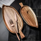 Leaf-Shaped Wooden Serving Plate - Elegant Design for Versatile Use 5