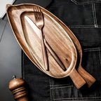 Leaf-Shaped Wooden Serving Plate - Elegant Design for Versatile Use 8
