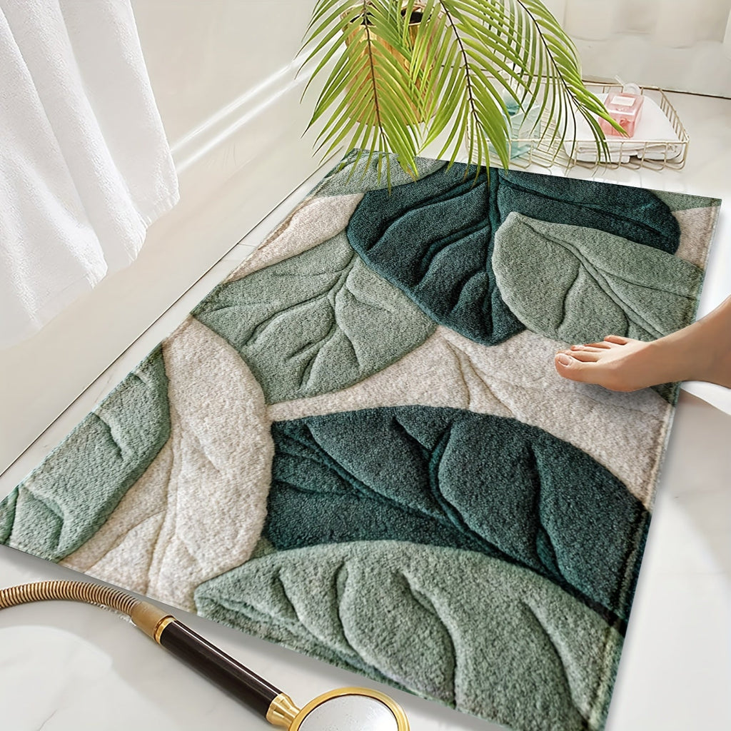 Leaf Bath Mat - Soft Microfiber, Absorbent & Non-Slip Design 1