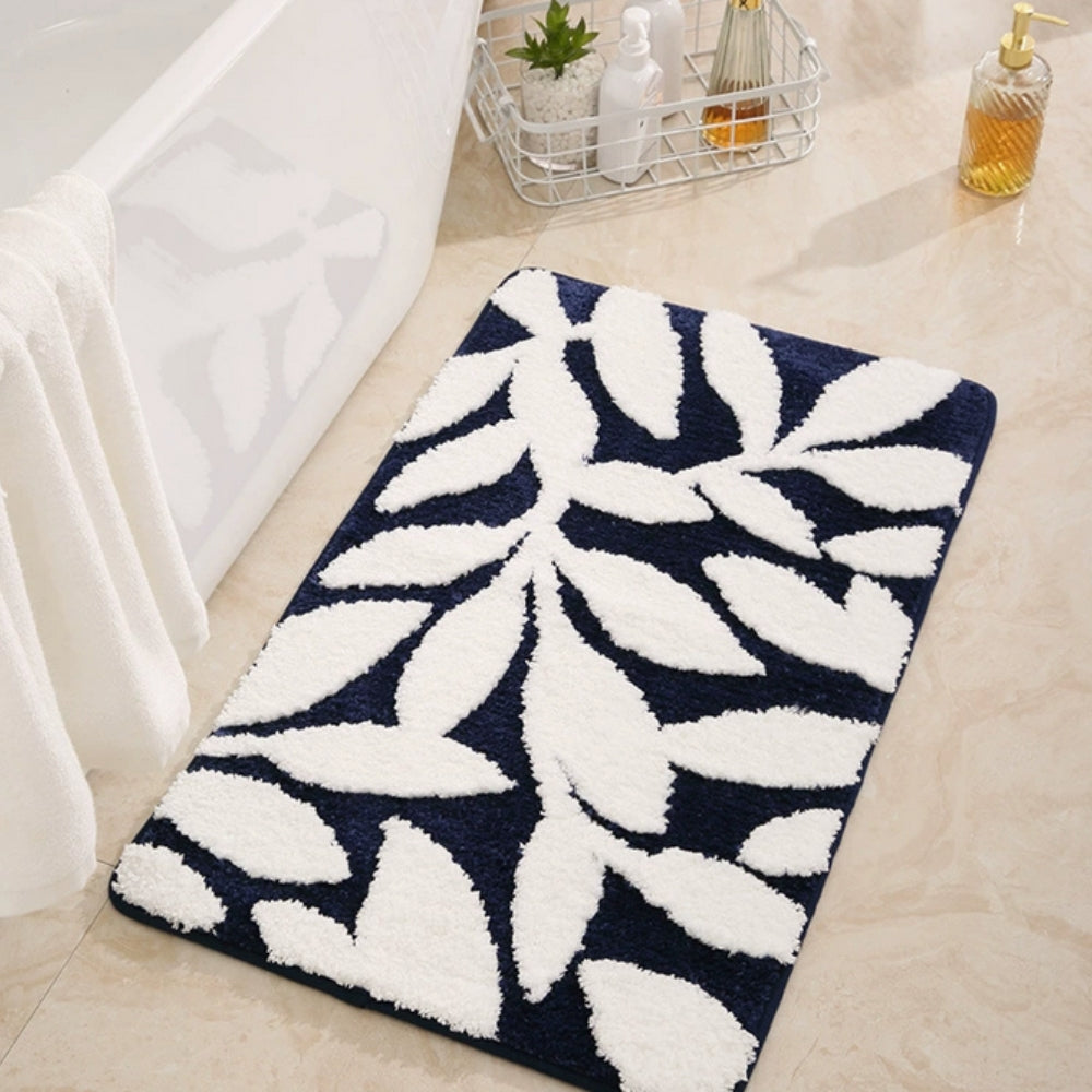 Leaf Pattern Bath Mat - Soft Microfiber, Non-Slip Safety & Comfort 2