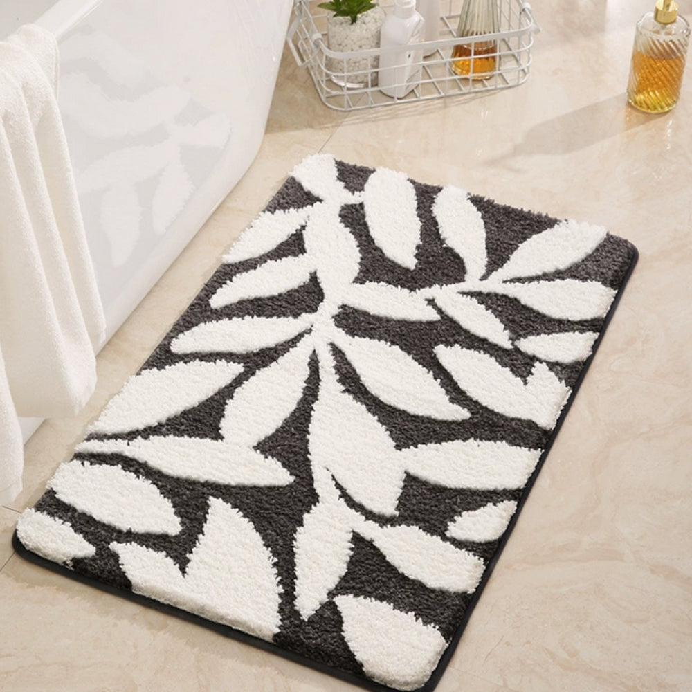 Leaf Pattern Bath Mat - Soft Microfiber, Non-Slip Safety & Comfort 4