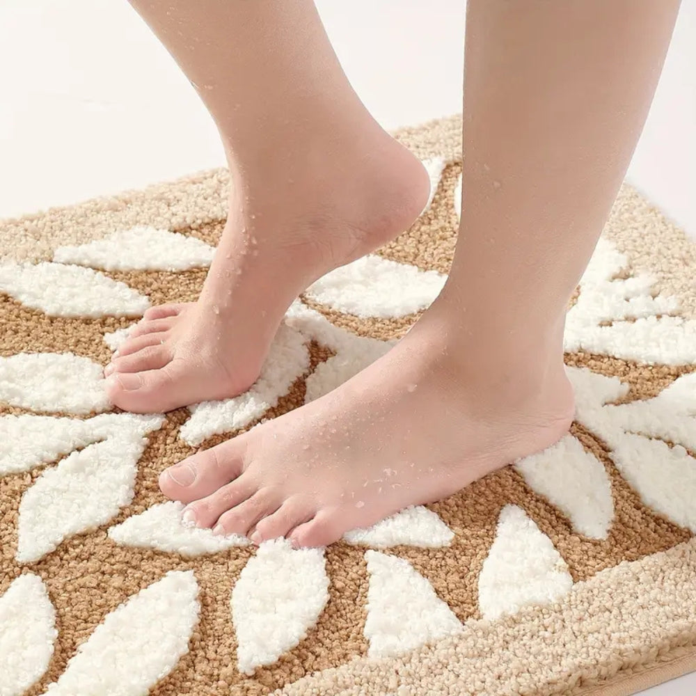 Leaf Pattern Bath Mat - Soft Microfiber, Non-Slip Safety & Comfort 5