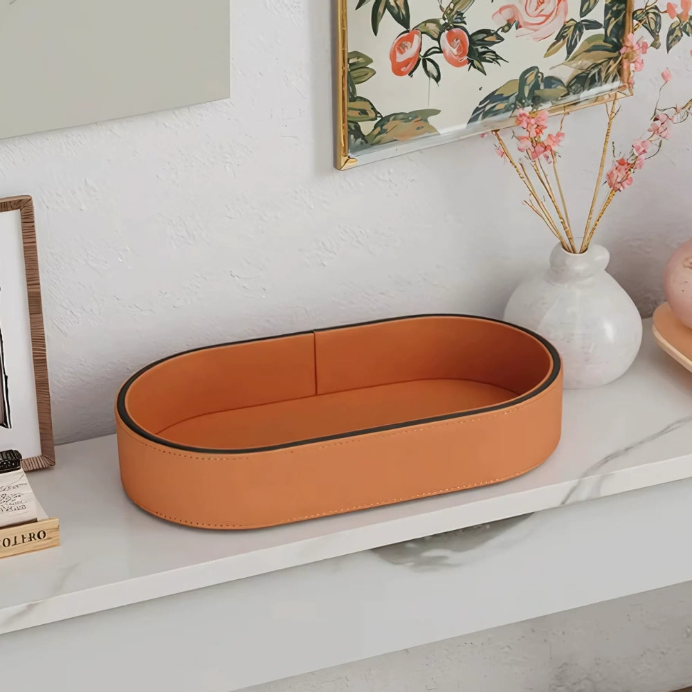 Leather Desk Organiser Tray - Stylish PU Leather with Multiple Compartments 7