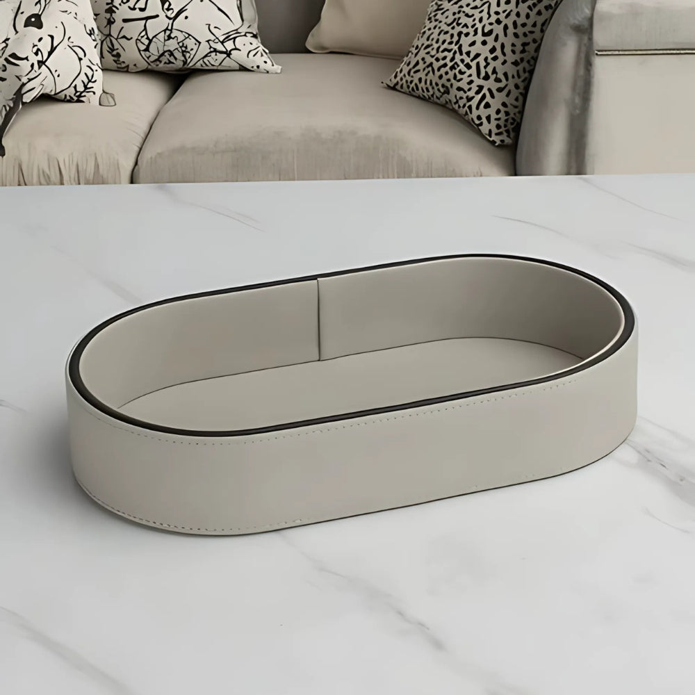 Leather Desk Organiser Tray - Stylish PU Leather with Multiple Compartments 8