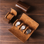 Leather Watch Case - Elegant Organizer for 1-3 Timepieces, Travel Friendly 0