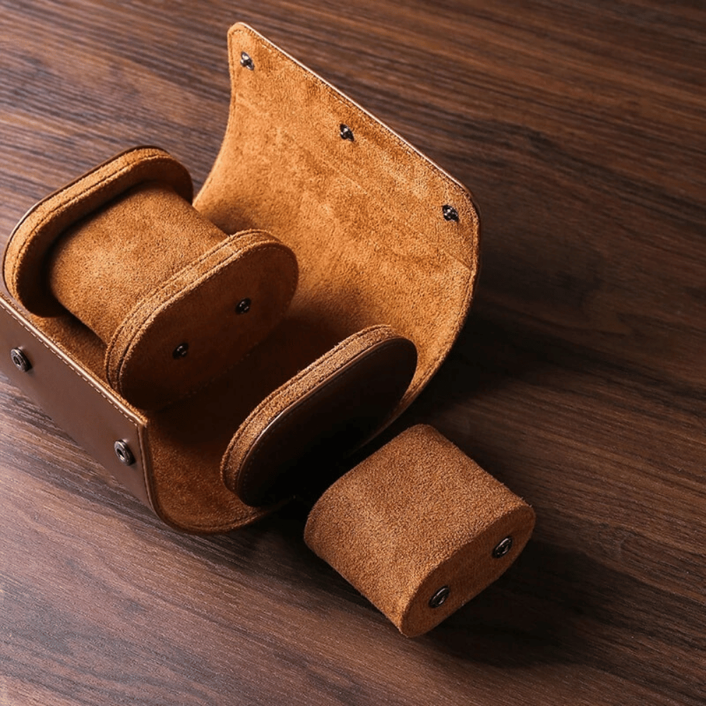 Leather Watch Case - Elegant Organizer for 1-3 Timepieces, Travel Friendly 3