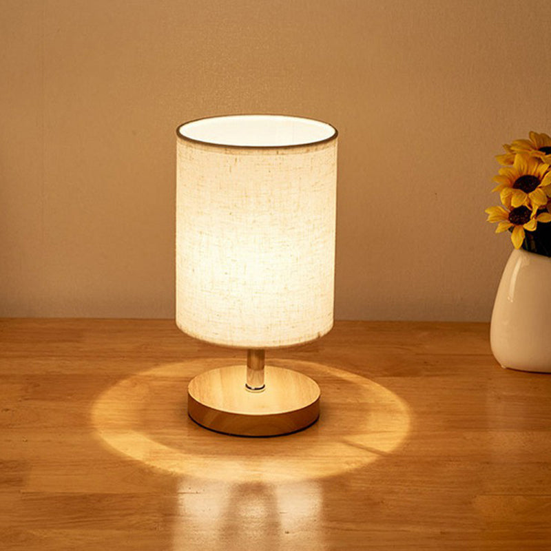 LinenWood Table Lamp - Natural Wood Base & Linen Shade for Bedroom & Desk 0