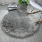 Long Plush Round Carpet - Ultra Soft, Machine Washable Faux Wool Mat 0