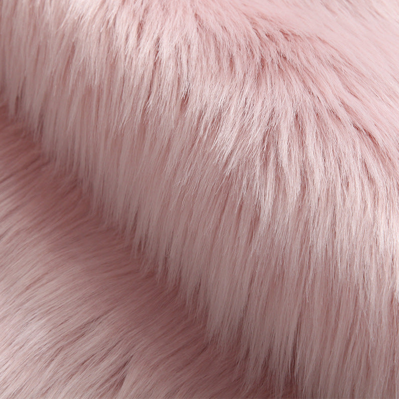 Long Plush Round Carpet - Ultra Soft, Machine Washable Faux Wool Mat 1