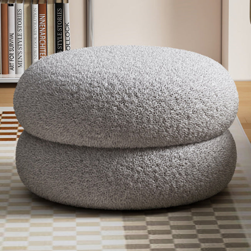 Low Round Stool - Soft Sherpa Fabric & Solid Wood Frame for Cozy Seating 10