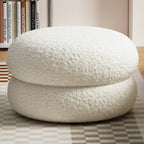 Low Round Stool - Soft Sherpa Fabric & Solid Wood Frame for Cozy Seating 8