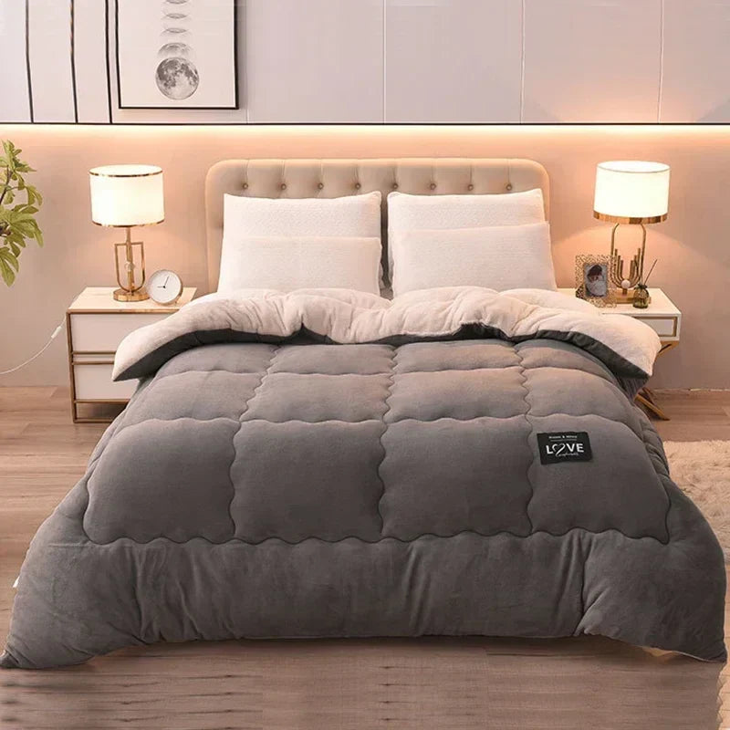 Luxury Winter Duvet with Double Flannel Fleece-Blanket-Homely Dreams-Gray-100x150cm-Homely Dreams