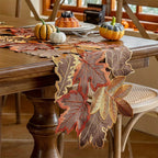 Maple Leaf Table Runner - Embroidered Autumn Decor for Dining & Entry Tables 5