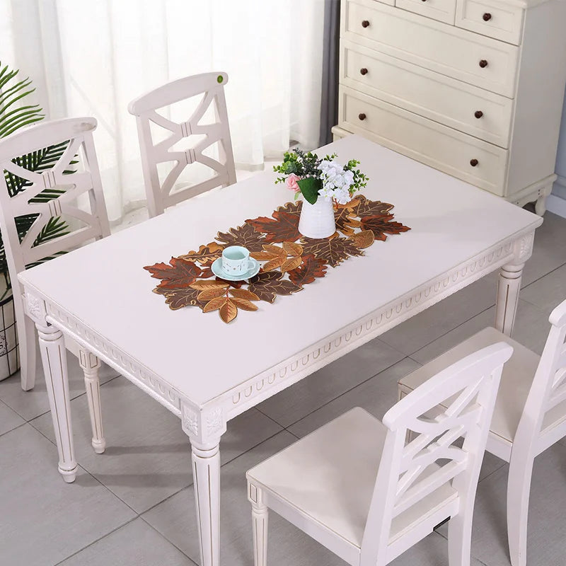 Maple Leaf Table Runner - Embroidered Autumn Decor for Dining & Entry Tables 6