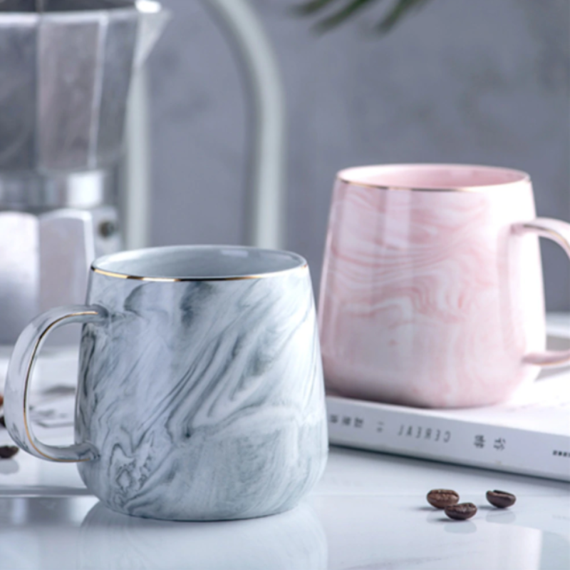 Marble Ceramic Mug - Unique Design with Gold Inlay Handle, Durable & Stylish 1