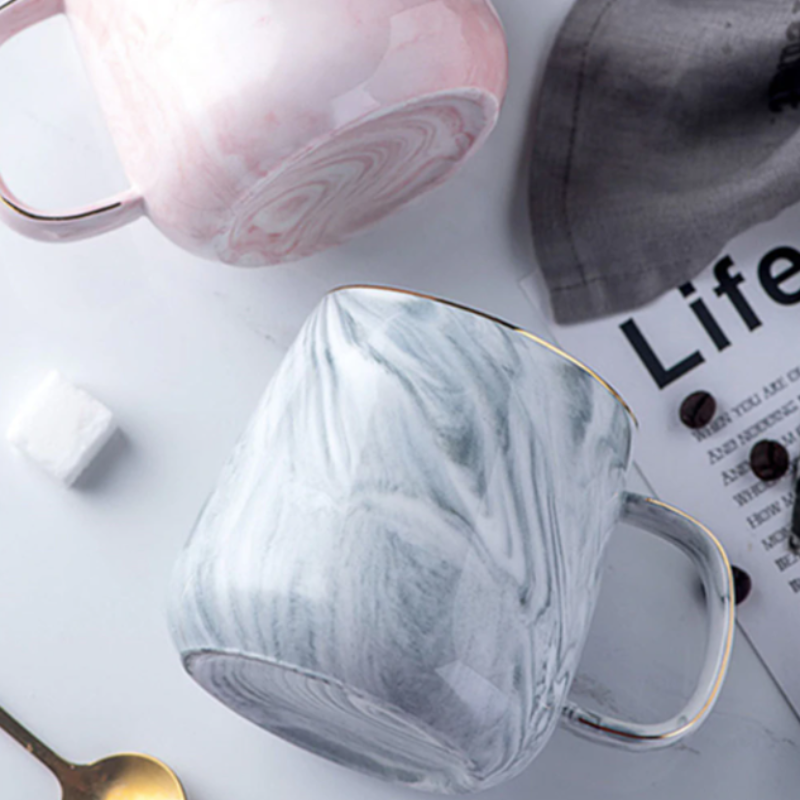 Marble Ceramic Mug - Unique Design with Gold Inlay Handle, Durable & Stylish 3