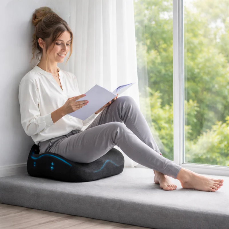 Memory Foam Seat Cushion - Tailbone Pressure Relief & Non-Slip Base 1