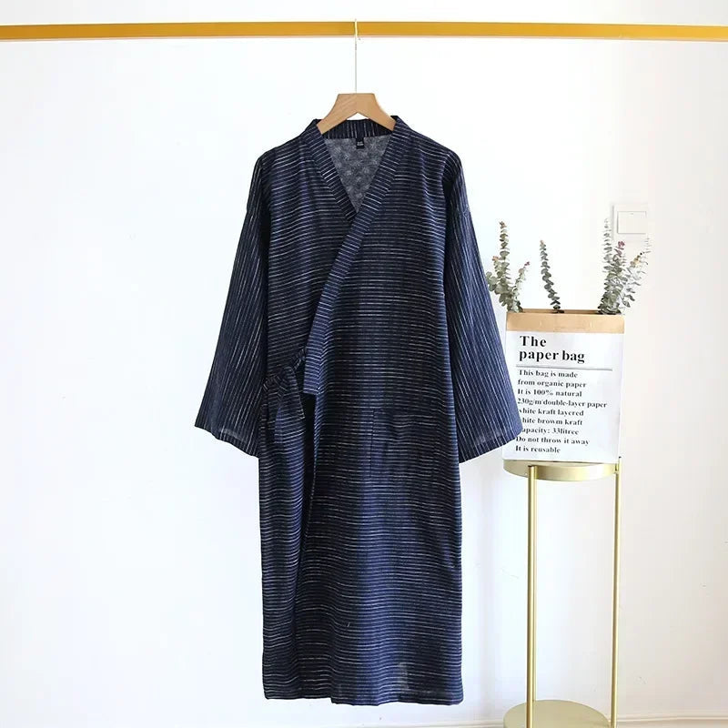 MenÕs Cotton Kimono Nightgown Ð Soft, Breathable Nightshirt for Ultimate Comfort 9