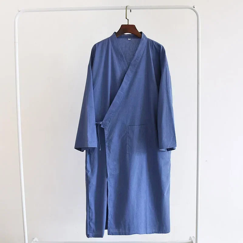 MenÕs Cotton Kimono Nightgown Ð Soft, Breathable Nightshirt for Ultimate Comfort 11