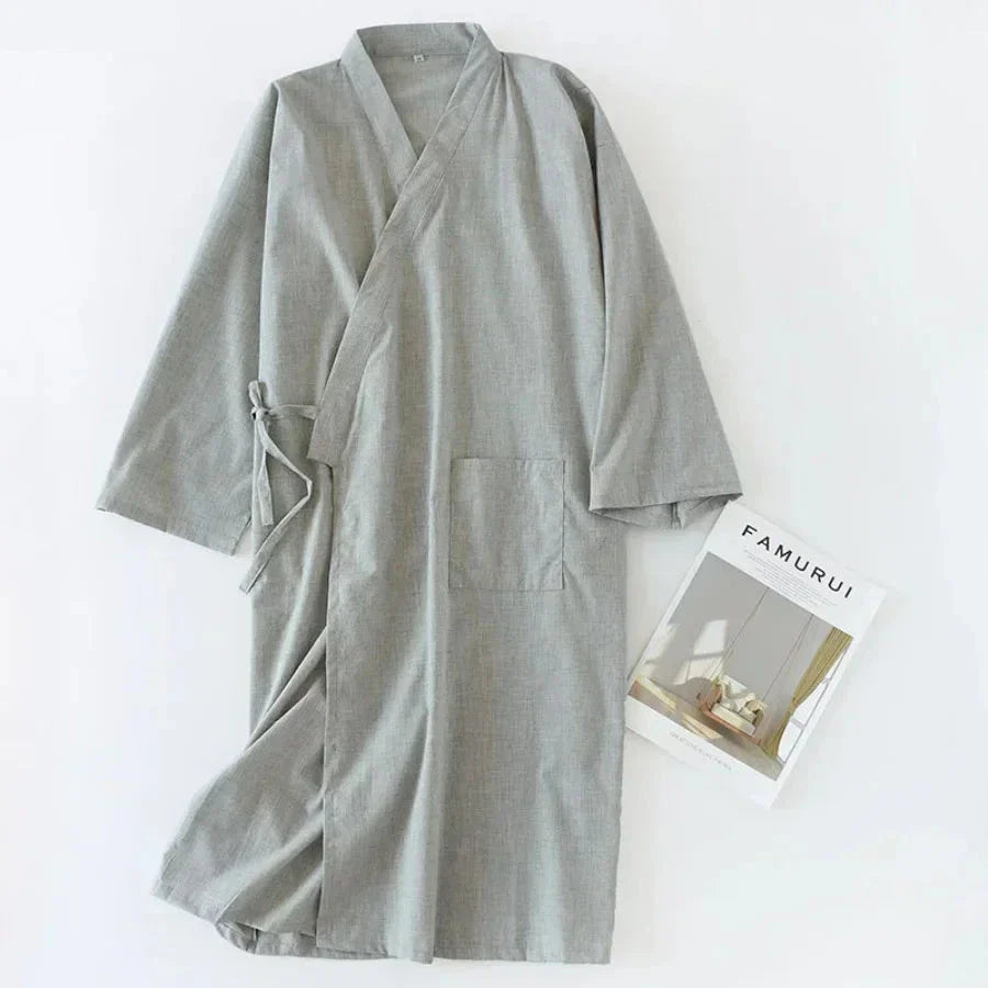 MenÕs Cotton Kimono Nightgown Ð Soft, Breathable Nightshirt for Ultimate Comfort 1