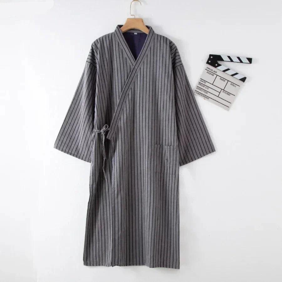MenÕs Cotton Kimono Nightgown Ð Soft, Breathable Nightshirt for Ultimate Comfort 4