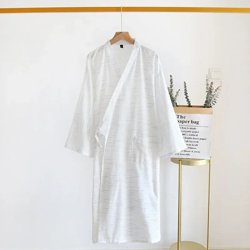 MenÕs Cotton Kimono Nightgown Ð Soft, Breathable Nightshirt for Ultimate Comfort 8