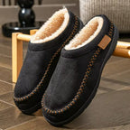 Men's Winter Indoor Slippers Solid Pattern Closed Toe Slip-On Low Heel