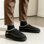 Men's Winter Indoor Slippers Solid Pattern Closed Toe Slip-On Low Heel