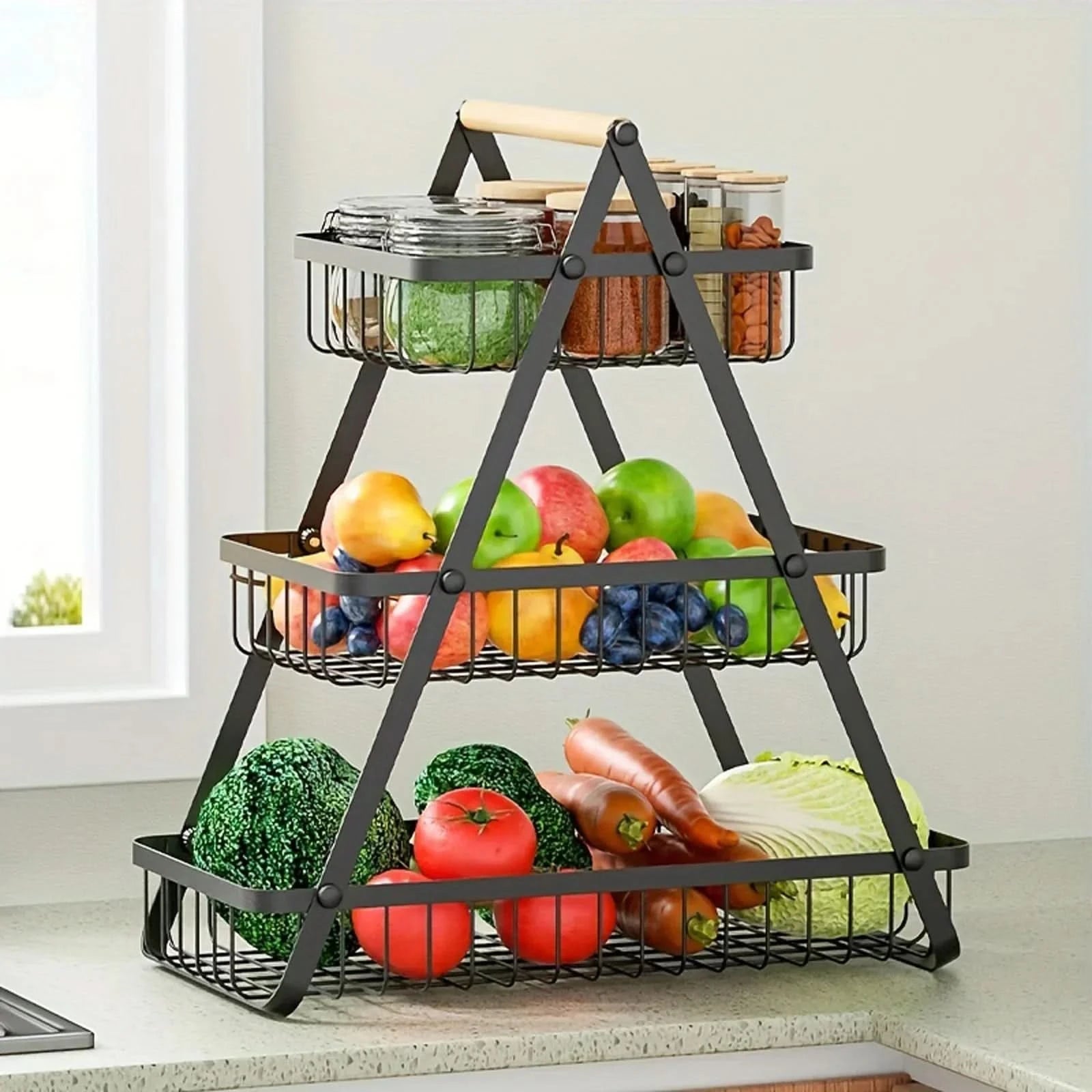 Metal Fruit Basket - Space-Saving Stylish Storage Solution 0