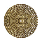 Round metallic disc with a textured pattern on a white background