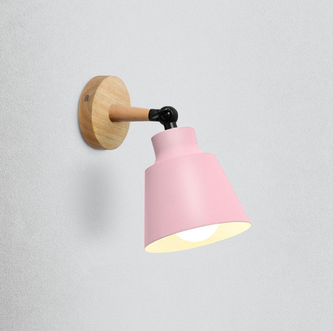 Mid-Century Modern Wall Sconce Lighting with Wooden Backplate and Metal Shade – Adjustable Directional Wall Lights 7