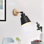 Mid-Century Modern Wall Sconce Lighting with Wooden Backplate and Metal Shade – Adjustable Directional Wall Lights 8