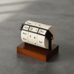 Mid-Century Wooden Rotary Calendar - Stylish Desk Accessory, Timeless Design 3